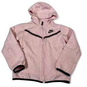 NIke Tech Fleee Hoodie Girls Size 6 Pink Hooded Sweatshirt Full Zip‎ Kids Youth